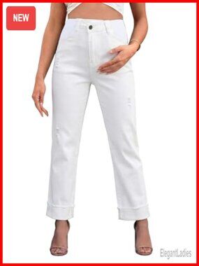 Maternity Jeans Crisscross Waist Pregnancy Denim Pants Stretchy Adjustable